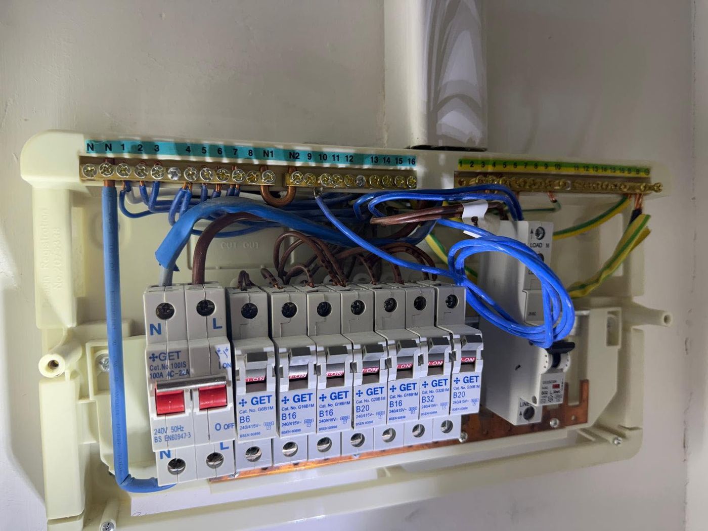 Electrician testing at a consumer unit during a landlord EICR in Leeds