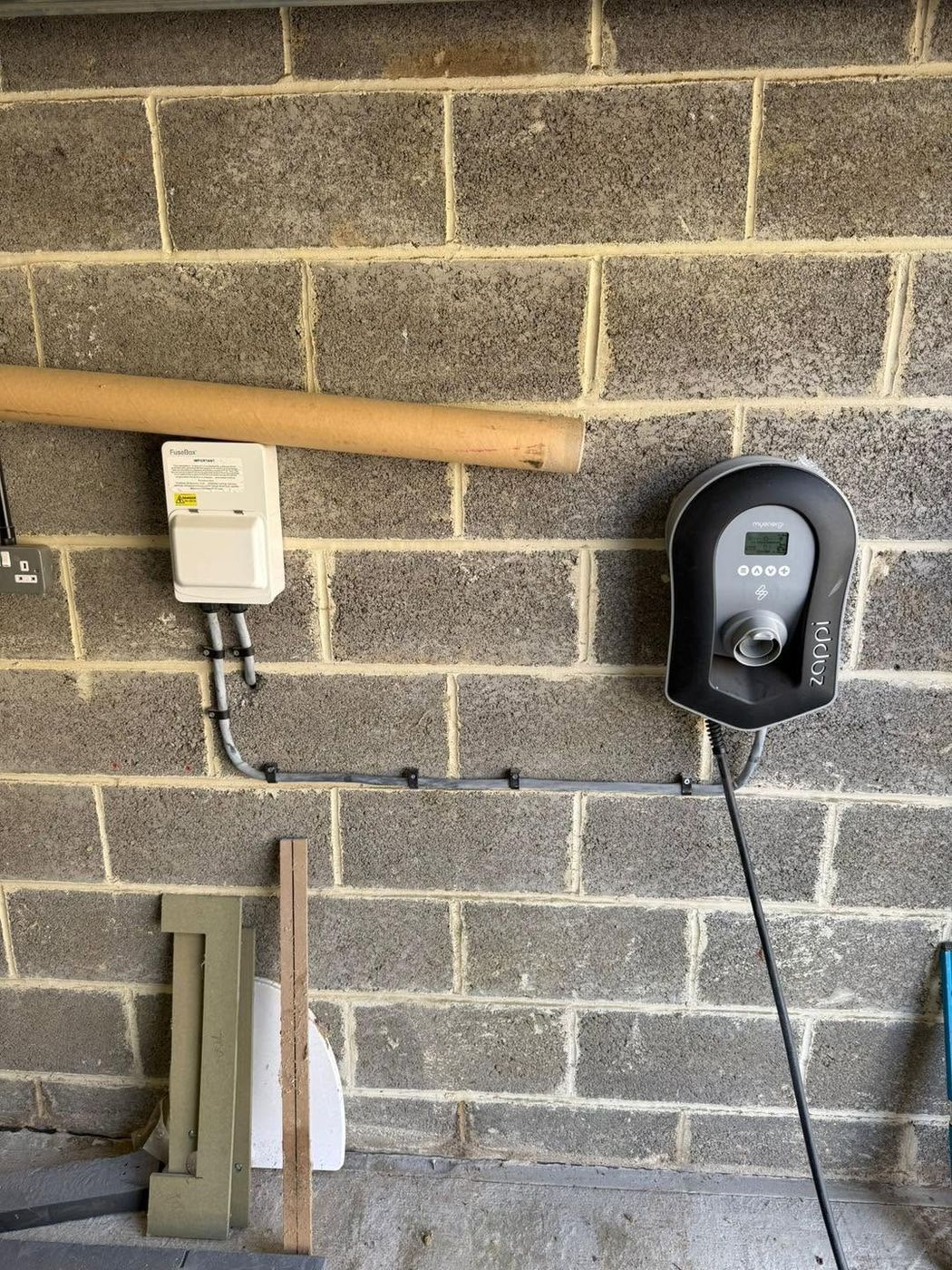 7kW EV charger installed inside a garage in Leeds